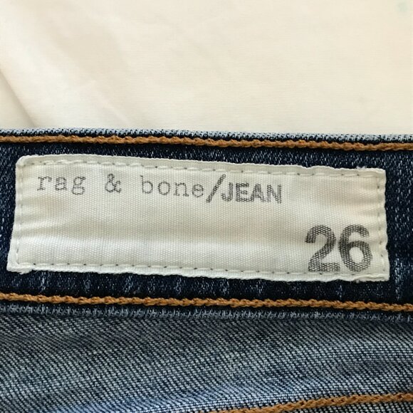 Rag & Bone Skinny Jeans Women 26 Blue Low Rise Distressed Raw Hem Medium Wash - Picture 3 of 13